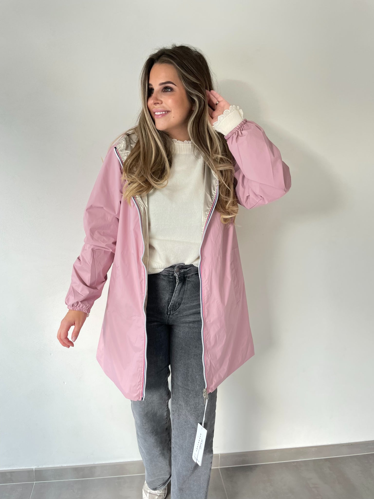 REVERSIBLE RAINCOAT - PRETTY PINK / GOLD